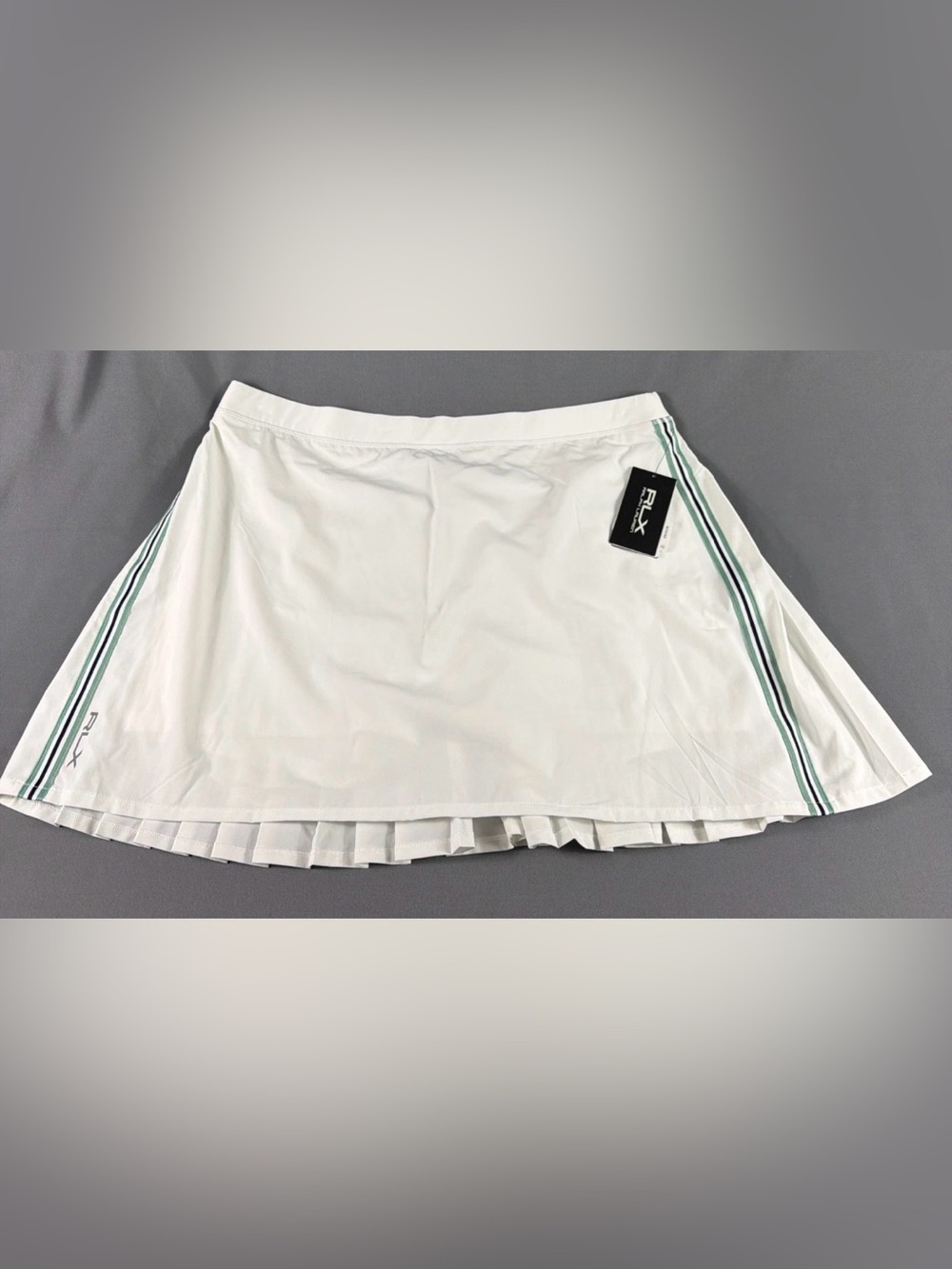 RLX Ralph Lauren Womens Golf Skort Rear Pleated Side Striped XL White MSRP $145